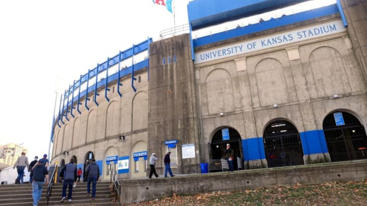 A general view of Memorial Stadium, the University of Kansas Football Stadium. (Photo by Jamie Squire/Getty Images)
