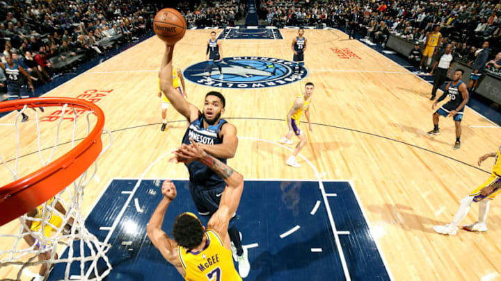 MINNEAPOLIS, MN - OCTOBER 29: Karl-Anthony Towns #32 of the Minnesota Timberwolves. Copyright 2018 NBAE (Photo by David Sherman/NBAE via Getty Images)