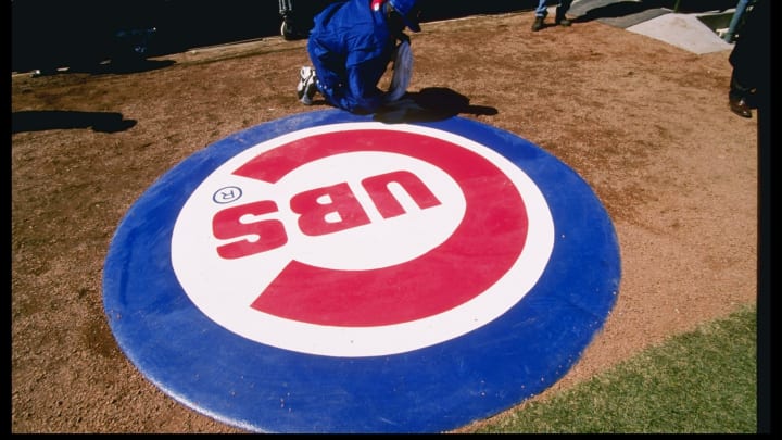1 Apr 1996: View of the Chicago Cubs logo during a game against the San Diego Padres at Wrigley Field in Chicago, Illinois. The Cubs won the game 5-4. Mandatory Credit: Jonathan Daniel /Allsport