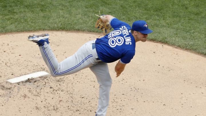 Ross Stripling #48 of the Toronto Blue Jays in action against the New York Mets. (Photo by Jim McIsaac/Getty Images)