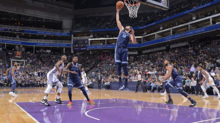 SACRAMENTO, CA - OCTOBER 24: Omri Casspi #18 of the Memphis Grizzlies rebounds against the Sacramento Kings on October 24, 2018 at Golden 1 Center in Sacramento, California. NOTE TO USER: User expressly acknowledges and agrees that, by downloading and or using this photograph, User is consenting to the terms and conditions of the Getty Images Agreement. Mandatory Copyright Notice: Copyright 2018 NBAE (Photo by Rocky Widner/NBAE via Getty Images)