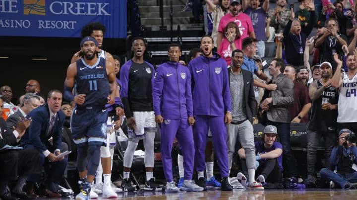 SACRAMENTO, CA – OCTOBER 24: The Sacramento Kings bench reacts during the game against the Memphis Grizzlies on October 24, 2018 at Golden 1 Center in Sacramento, California. NOTE TO USER: User expressly acknowledges and agrees that, by downloading and or using this photograph, User is consenting to the terms and conditions of the Getty Images Agreement. Mandatory Copyright Notice: Copyright 2018 NBAE (Photo by Rocky Widner/NBAE via Getty Images)