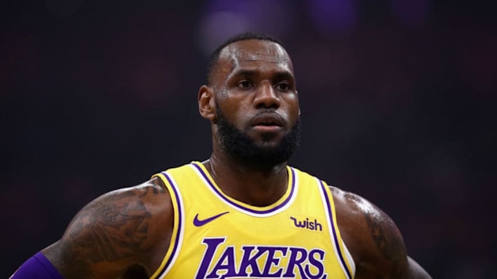 SACRAMENTO, CA - NOVEMBER 10: LeBron James #23 of the Los Angeles Lakers stands on the court during their game against the Sacramento Kings at Golden 1 Center on November 10, 2018 in Sacramento, California. NOTE TO USER: User expressly acknowledges and agrees that, by downloading and or using this photograph, User is consenting to the terms and conditions of the Getty Images License Agreement. (Photo by Ezra Shaw/Getty Images)