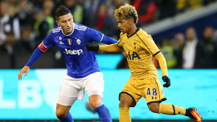 MELBOURNE, AUSTRALIA - JULY 26: Marcus Edwards of Tottenham Hotspur controls the ball during the 2016 International Champions Cup match between Juventus FC and Tottenham Hotspur at Melbourne Cricket Ground on July 26, 2016 in Melbourne, Australia. (Photo by Scott Barbour/Getty Images)