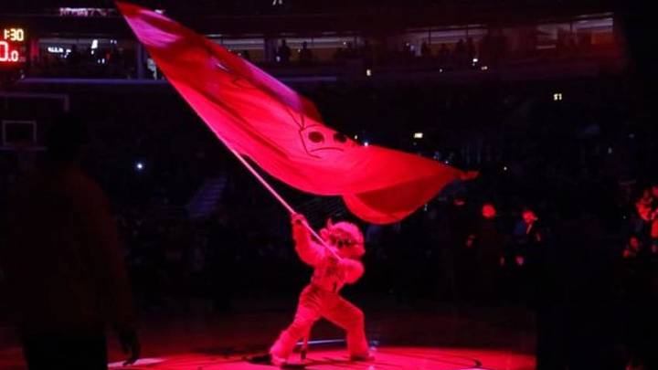 Dec 21, 2015; Chicago, IL, USA; Chicago Bulls mascot Benny the Bull prior to the first quarter against the Brooklyn Nets at the United Center. Mandatory Credit: Dennis Wierzbicki-USA TODAY Sports