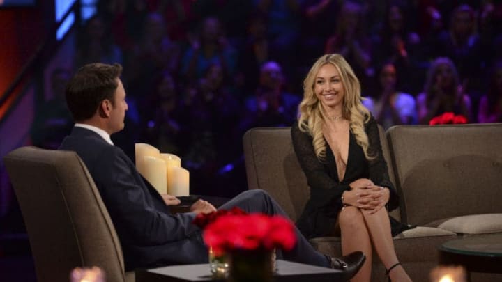 THE BACHELOR - "Episode 2111 - The Women Tell All" - Tempers flare and there are plenty of fireworks, as 19 of the most memorable women this season are back to confront Nick and tell their side of the story. There were highs and lows during Nick's unforgettable season - and then there was Corinne, the most controversial bachelorette of the group. The very self-confident Corinne, who has been the woman viewers and the other bachelorettes have loved to hate, returns to have her chance to defend herself. Rachel, the recently announced new Bachelorette, shares some insight into how she plans to handle her search for love. Danielle L. and Kristina attempt to get some closure to their sudden and heart-wrenching break-ups. Then, take a sneak peak at the dramatic season finale and Nick's final two women, on "The Bachelor: The Women Tell All," MONDAY, MARCH 6 (9:01-11:00 p.m. EST), on The ABC Television Network. (ABC/Michael Yada)CHRIS HARRISON, CORINNE