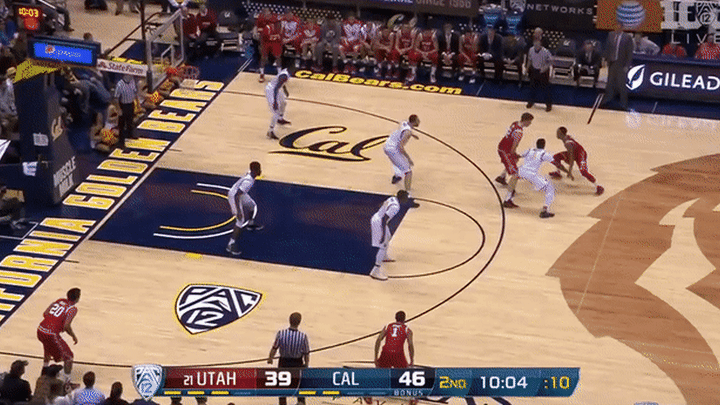 Utah @ California - Brown good closeout on the weakside corner, good lateral quickness to stay with man on drive, nice contest