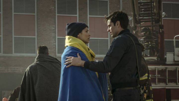 CHICAGO FIRE -- "The F is For" Episode 612 -- Pictured: (l-r) Miranda Rae Mayo as Stella Kidd, Daniel Di Tomasso as Zach Torbett -- (Photo by: Elizabeth Morris/NBC)