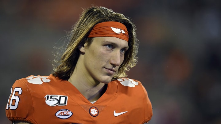 CLEMSON, SOUTH CAROLINA – OCTOBER 26: Quarterback Trevor Lawrence #16 of the Clemson Tigers looks on during the Tigers’ football game against the Boston College Eagles at Memorial Stadium on October 26, 2019 in Clemson, South Carolina. (Photo by Mike Comer/Getty Images)