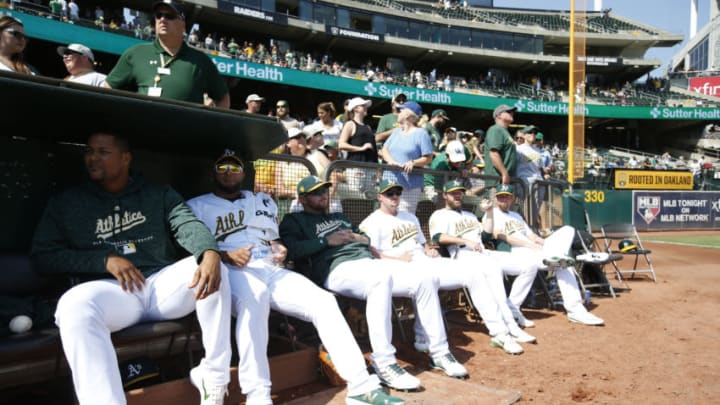 OAKLAND, CA - SEPTEMBER 2: A view of the Oakland Athletics bullpen during the game against the Seattle Mariners at the Oakland Alameda Coliseum on September 2, 2018 in Oakland, California. The Athletics defeated the Mariners 8-2. (Photo by Michael Zagaris/Oakland Athletics/Getty Images)