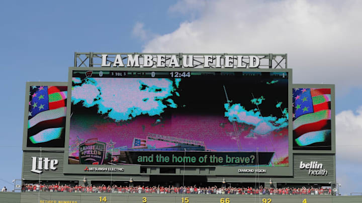 GREEN BAY, WI - SEPTEMBER 03: A fly-over is shown before a game between the Wisconsin Badgers and the LSU Tigers at Lambeau Field on September 3, 2016 in Green Bay, Wisconsin. (Photo by Jonathan Daniel/Getty Images)