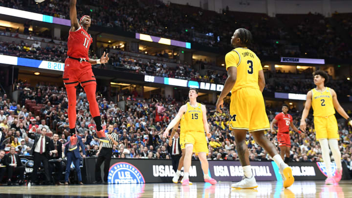 March 28, 2019; Anaheim, CA, USA; Texas Tech Red Raiders forward Tariq Owens (11) scores a basket against the Michigan Wolverines during the second half in the semifinals of the west regional of the 2019 NCAA Tournament at Honda Center. Mandatory Credit: Robert Hanashiro-USA TODAY Sports