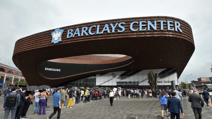 NEW YORK, NEW YORK – AUGUST 07: An outside view of the Barclays Center during Samsung Unpacked New York City at Barclays Center at Barclays Center on August 07, 2019 in New York City. (Photo by Bryan Bedder/Getty Images for Samsung)