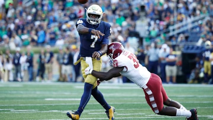 SOUTH BEND, IN - SEPTEMBER 02: Brandon Wimbush