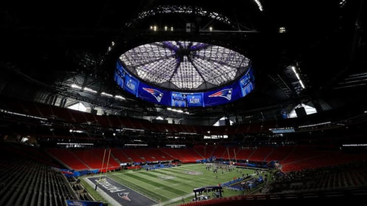 ATLANTA, GEORGIA - FEBRUARY 02: A general view of Mercedes-Benz Stadium during the New England Patriots Super Bowl LIII practice on February 02, 2019 in Atlanta, Georgia. (Photo by Kevin C. Cox/Getty Images)