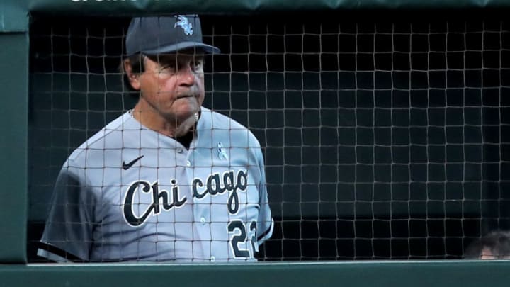 Jun 19, 2022; Houston, Texas, USA; Chicago White Sox manager Tony La Russa (22) watches action from the dugout against the Houston Astros during the fourth inning at Minute Maid Park. Mandatory Credit: Erik Williams-USA TODAY Sports