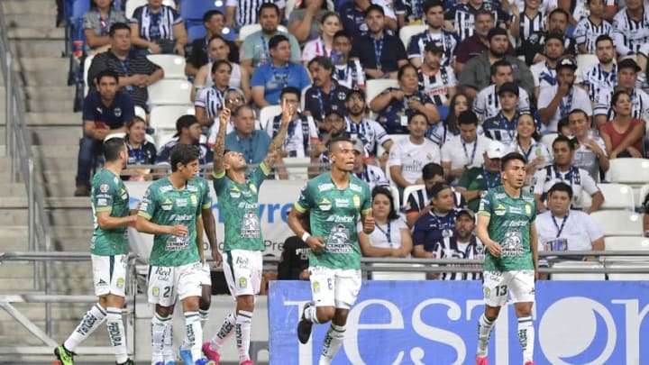 Ismael Sosa, #7, celebrates after scoring for Leon against Monterrey. (Photo by Azael Rodriguez/Getty Images)