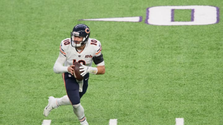 MINNEAPOLIS, MINNESOTA - DECEMBER 29: Mitchell Trubisky #10 of the Chicago Bears looks to pass the ball against the Minnesota Vikings during the game at U.S. Bank Stadium on December 29, 2019 in Minneapolis, Minnesota. The Bears defeated the Vikings 21-19. (Photo by Hannah Foslien/Getty Images)