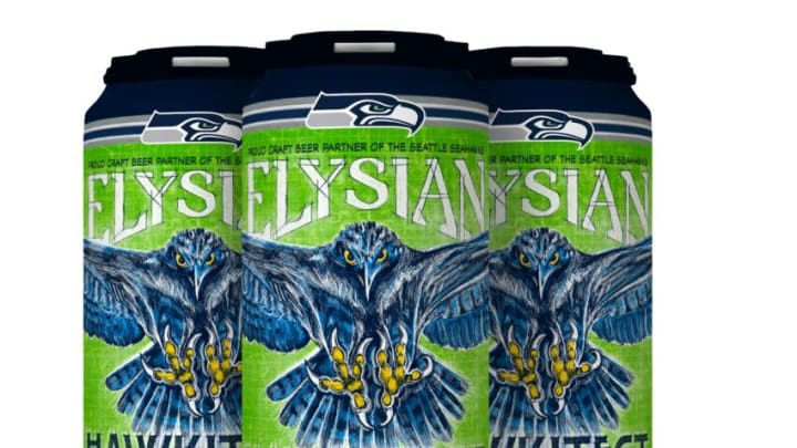 Elysian Brewing Seahawks beer, Hawkitect Limited Edition American Wheat Ale, photo provided by Elysian Brewing