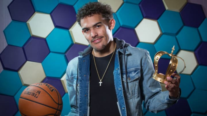 CHARLOTTE, NC - FEBRUARY 15: Trae Young of the Atlanta Hawks poses for a portrait during the 2019 NBA All-Star circuit on February 15, 2019 at the Sheraton Hotel in Charlotte, North Carolina. NOTE TO USER: User expressly acknowledges and agrees that, by downloading and or using this photograph, User is consenting to the terms and conditions of the Getty Images License Agreement. Mandatory Copyright Notice: Copyright 2019 NBAE (Photo by Michael J. LeBrecht/NBAE via Getty Images)