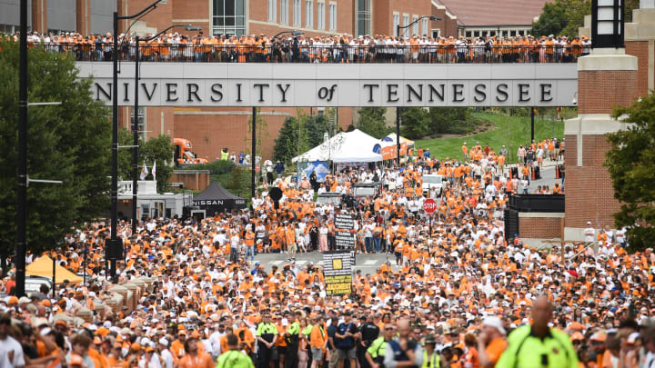 Vols fans congregate during the Vol Walk before a game between the Tennessee Vols and Florida Gators, in Neyland Stadium, Saturday, Sept. 24, 2022.Utvsflorida0924 00146