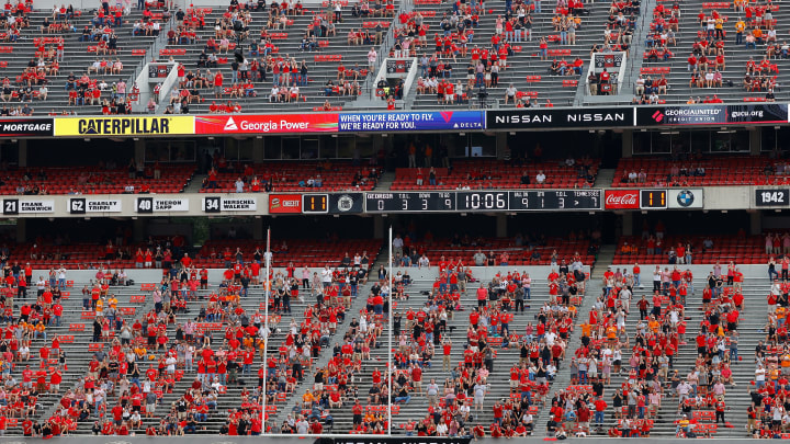 ATHENS, GEORGIA – OCTOBER 10: A general view of Sanford Stadium during the first half of the game between the Georgia Bulldogs and the Tennessee Volunteers on October 10, 2020 in Athens, Georgia. (Photo by Kevin C. Cox/Getty Images)