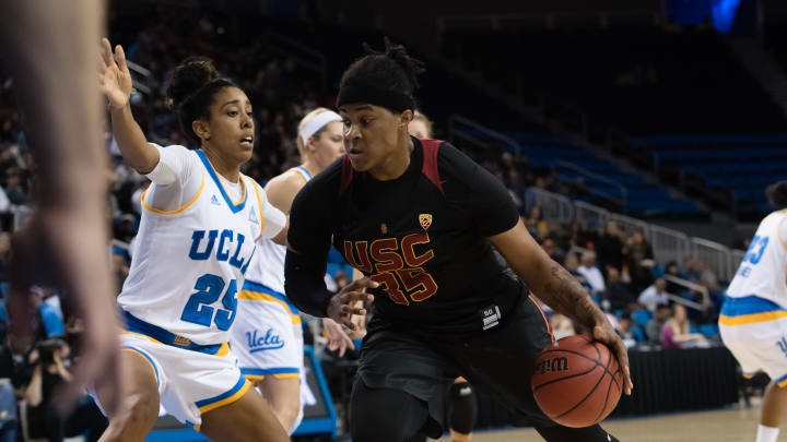 LOS ANGELES, CA – JANUARY 22: USC Trojans forward Kristen Simon (Photo by David Dennis/Icon Sportswire via Getty Images)