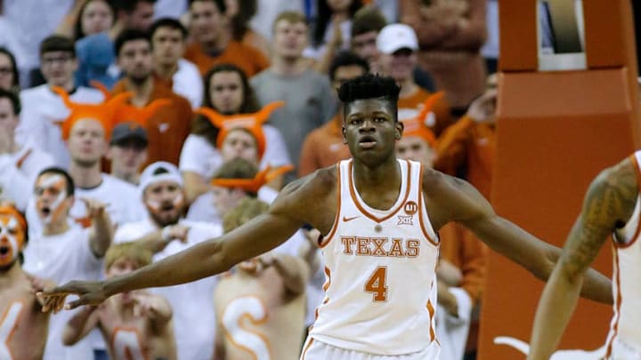 AUSTIN, TX - FEBRUARY 12: Mohamed Bamba #4 of the Texas Longhorns plays defense against the Baylor Bears at the Frank Erwin Center on February 12, 2018 in Austin, Texas. (Photo by Chris Covatta/Getty Images)