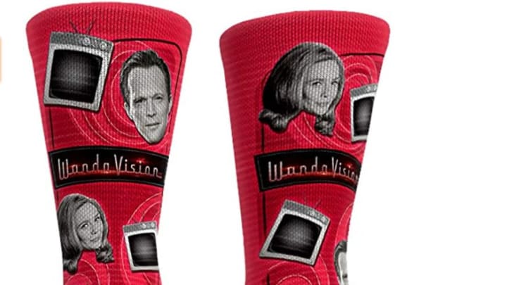 Discover Rock 'Em Store's 'WandaVision' themed novelty socks on Amazon.
