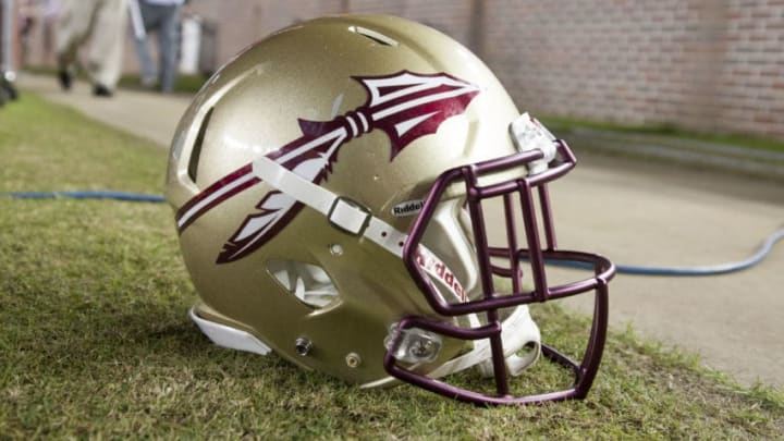 TALLAHASSEE, FL - NOVEMBER 11: Florida State helmet during the NCAA football game between the Florida State Seminoles and the Boston College Eagles on November 11, 2016, at Bobby Bowden Field at Doak Campbell Stadium in Tallahassee, FL. (Photo by Logan Stanford/Icon Sportswire via Getty Images)