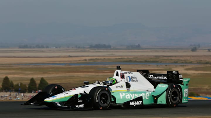 SONOMA, CA - SEPTEMBER 17: Zachary Claman DeMelo of Canada driver of the #13 Paysafe Honda (Photo by Lachlan Cunningham/Getty Images)