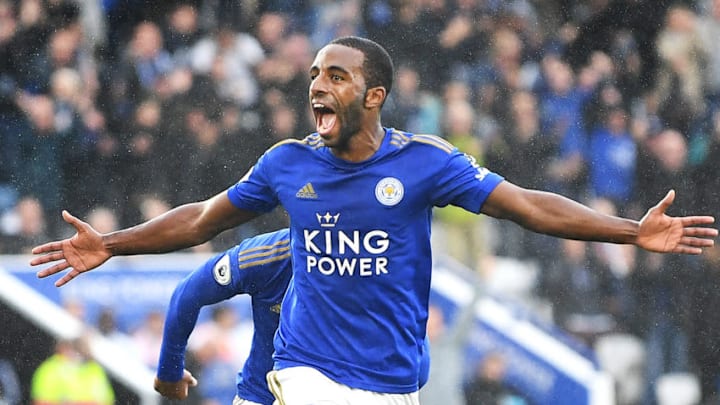 LEICESTER, ENGLAND - SEPTEMBER 29: Ricardo Pereira of Leicester City celebrates after scoring his team's first goal during the Premier League match between Leicester City and Newcastle United at The King Power Stadium on September 29, 2019 in Leicester, United Kingdom. (Photo by Michael Regan/Getty Images)