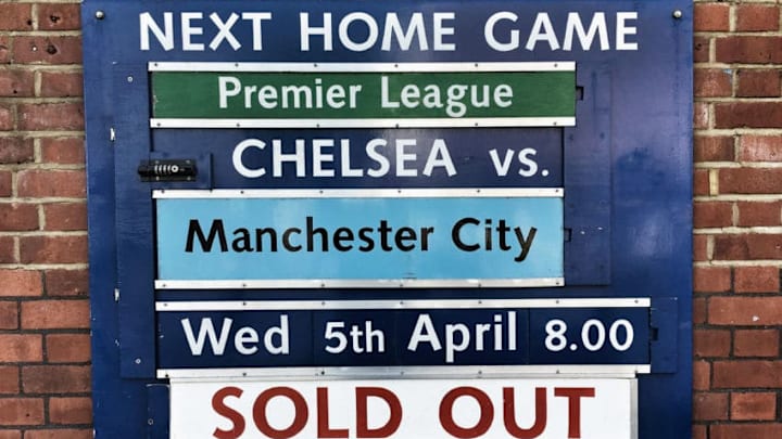 LONDON, ENGLAND - APRIL 05: (EDITORS NOTE: Image was altered with digital filters.) The fixture is displayed prior to the Premier League match between Chelsea and Manchester City at Stamford Bridge on April 5, 2017 in London, England. (Photo by Mike Hewitt/Getty Images)