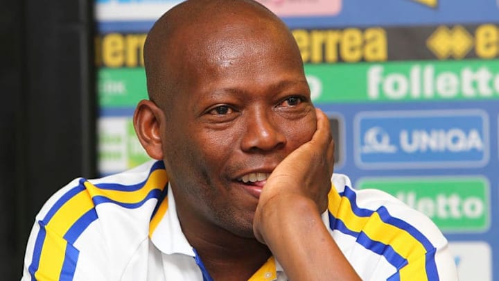 COLLECCHIO, ITALY - MAY 10: Faustino Asprilla attends the Parma FC press conference for the unveiling of the commemorative shirt for the 20th anniversary of the victory of the UEFA Cup Winners' Cup on May 10, 2013 in Collecchio, Italy. (Photo by Marco Luzzani/Getty Images)