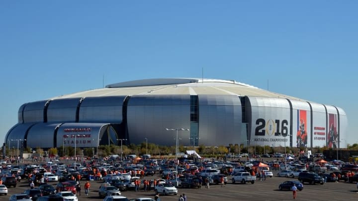 Jan 11, 2016; Glendale, AZ, USA; A view of University of Phoenix Stadium before the 2016 CFP National Championship between the Clemson Tigers and the Alabama Crimson Tide. Mandatory Credit: Kirby Lee-USA TODAY Sports
