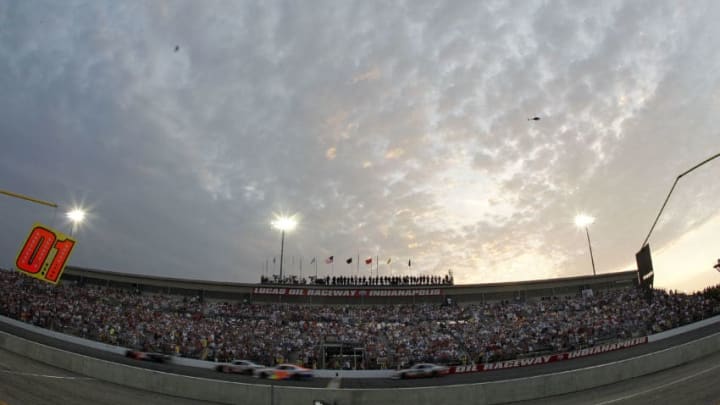INDIANAPOLIS - JULY 30: A genreal view of race action during the NASCAR Nationwide Series Kroger 200 at Lucas Oil Raceway on July 30, 2011 in Indianapolis, Indiana. (Photo by Geoff Burke/Getty Images for NASCAR)