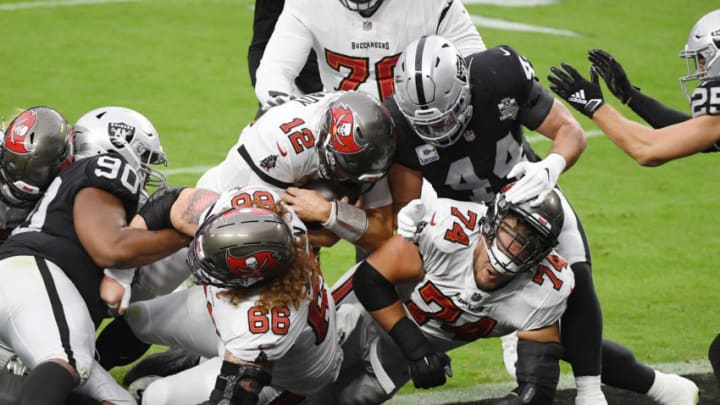 Tom Brady, Ryan Jensen, Ali Marpet, Tampa Bay Buccaneers (Photo by Ethan Miller/Getty Images)