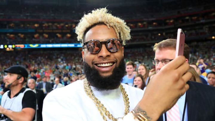 GLENDALE, AZ - APRIL 01: NFL player Odell Beckham Jr. of the New York Giants attends the game between the North Carolina Tar Heels and the Oregon Ducks during the 2017 NCAA Men's Final Four Semifinal at University of Phoenix Stadium on April 1, 2017 in Glendale, Arizona. (Photo by Tom Pennington/Getty Images)