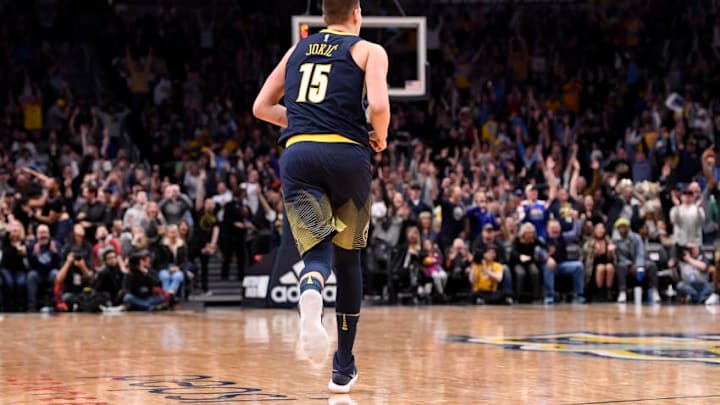 DENVER, CO - FEBRUARY 03: Fans react after Nikola Jokic