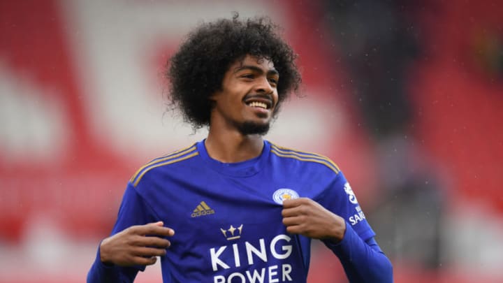 STOKE ON TRENT, ENGLAND - JULY 27: Hamza Choudhury of Leicester in actionduring the Pre-Season Friendly match between Stoke City and Leicester City at the Bet365 Stadium on July 27, 2019 in Stoke on Trent, England. (Photo by Michael Regan/Getty Images)