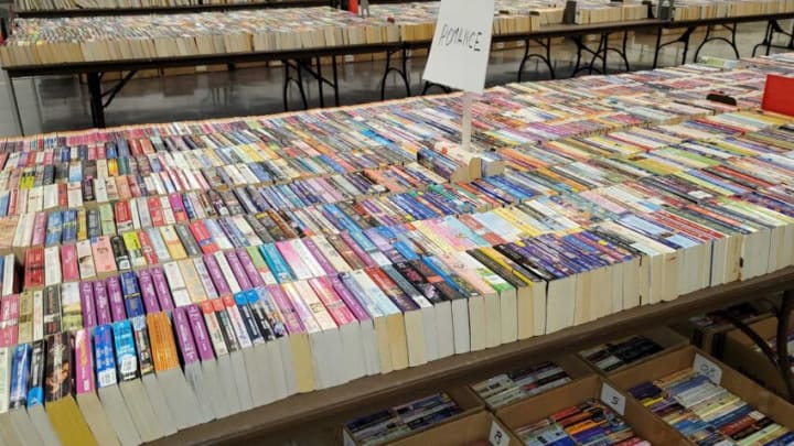 Part of the selection of paperback romance novels available for sale at the Friends of the Abilene Public Library book sale.Books3