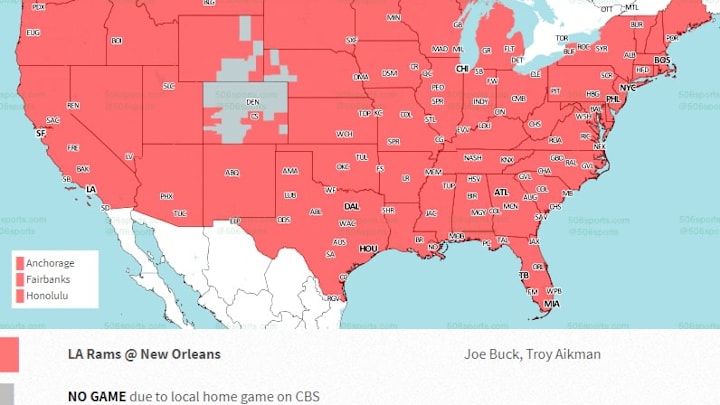 NFL Week 9 Fox late broadcast map