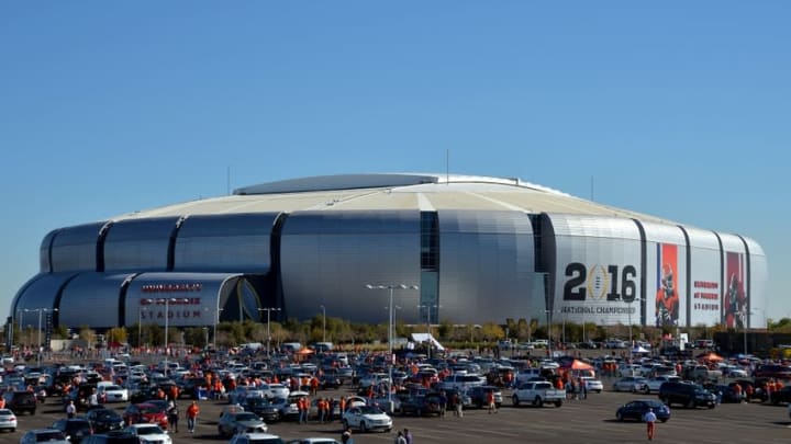 Jan 11, 2016; Glendale, AZ, USA; A view of University of Phoenix Stadium before the 2016 CFP National Championship between the Clemson Tigers and the Alabama Crimson Tide. Mandatory Credit: Kirby Lee-USA TODAY Sports