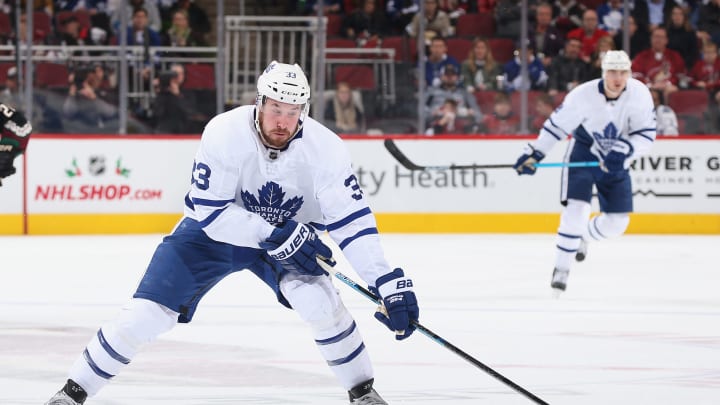 GLENDALE, ARIZONA – NOVEMBER 21: Frederik Gauthier #33 of the Toronto Maple Leafs. (Photo by Christian Petersen/Getty Images)