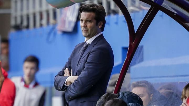 EIBAR, SPAIN - NOVEMBER 24: coach Santiago Solari of Real Madrid during the La Liga Santander match between Eibar v Real Madrid at the Estadio Municipal de Ipurua on November 24, 2018 in Eibar Spain (Photo by David S. Bustamante/Soccrates/Getty Images)