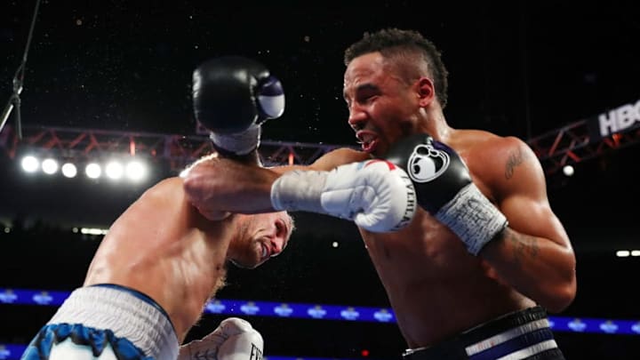 LAS VEGAS, NV - NOVEMBER 19: Andre Ward punches Sergey Kovalev during their WBO/IBF/WBA Light Heavyweight Championship fight at T-Mobile Arena on November 19, 2016 in Las Vegas, Nevada. (Photo by Al Bello/Getty Images)