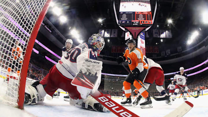 Elvis Merzlikins, Columbus Blue Jackets (Photo by Bruce Bennett/Getty Images)