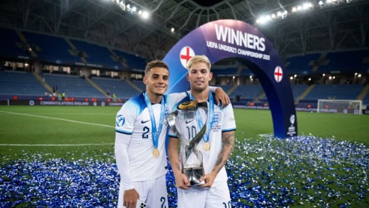 Max Aarons and Emile Smith Rowe of England (Photo by Sebastian Frej/MB Media/Getty Images)