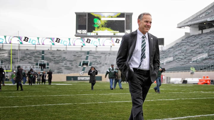 Nov 19, 2016; East Lansing, MI, USA; Michigan State Spartans head coach Mark Dantonio walks the field prior to a game against the Ohio State Buckeyes at Spartan Stadium. Mandatory Credit: Mike Carter-USA TODAY Sports