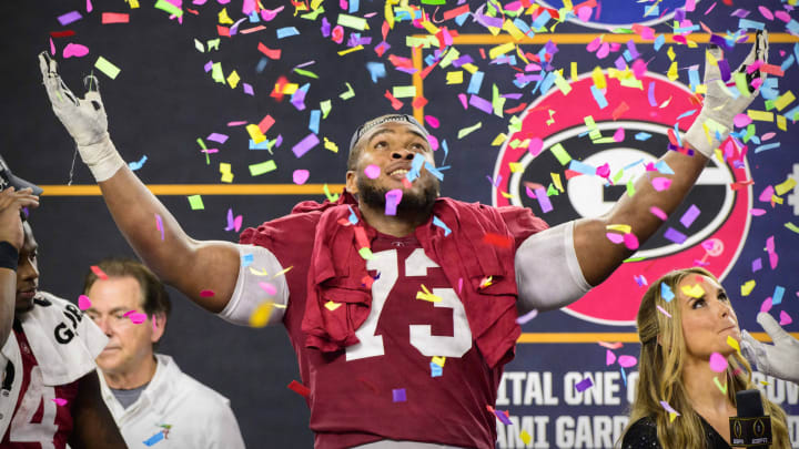 NFL Draft, Evan Neal, New York Giants. Mandatory Credit: Jerome Miron-USA TODAY Sports